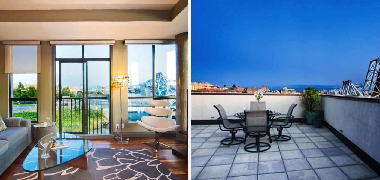 You can rent a penthouse with a rooftop deck in BC's sunniest city