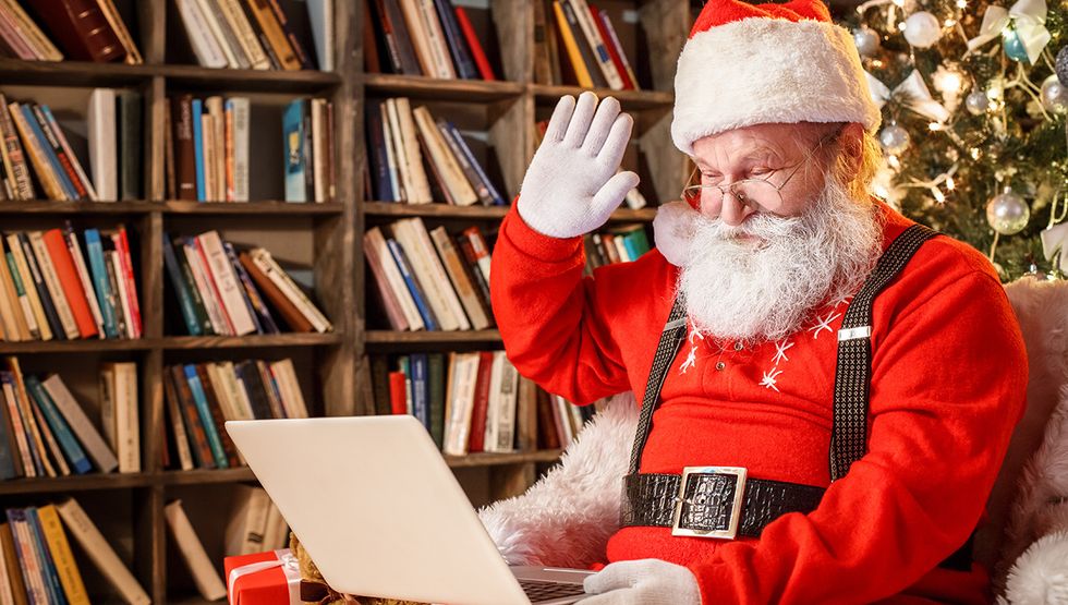 Santa,Claus,In,The,Library,Christmas,New,Year,Concept canada santa cameo zoom coca cola