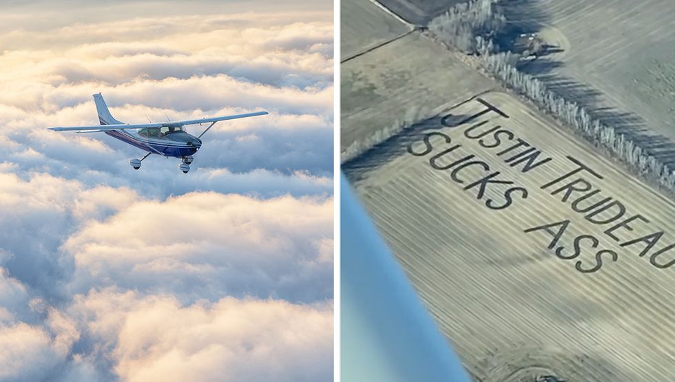 true22 trudea plane alberta field