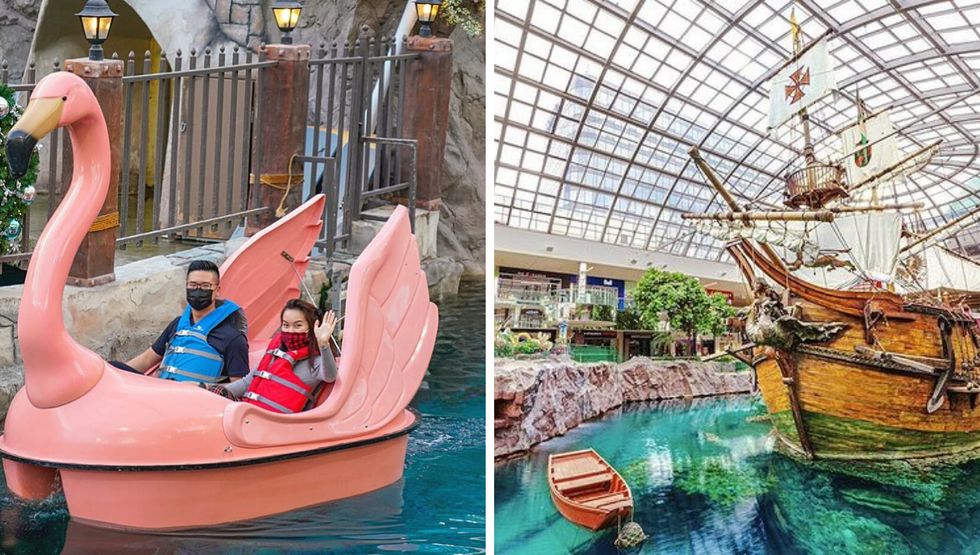 Explore Edmonton’s mysterious in-mall lake aboard a giant bird birds of paradise