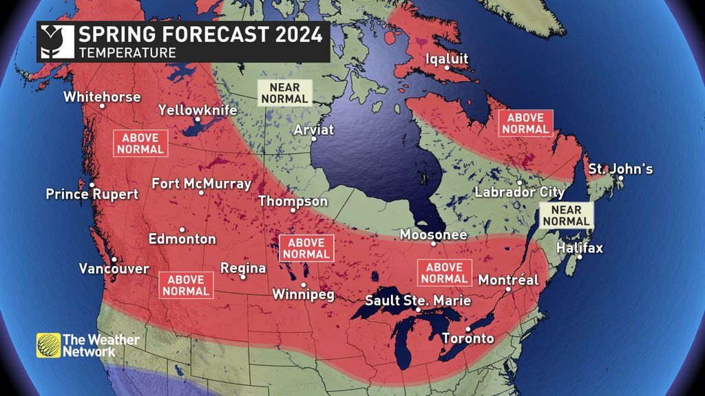 What is the spring weather forecast for Canada in 2024?