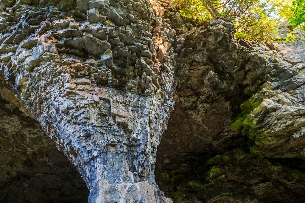Historic Bruce's Caves in Wiarton, Ontario, formed 8,000 years ago