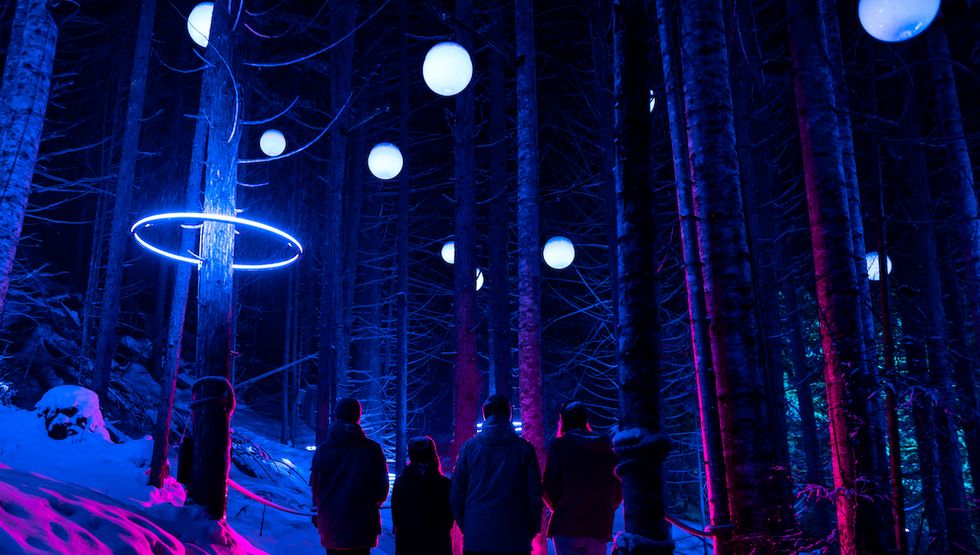 Vallea Lumina whistler british columbia winter night walk