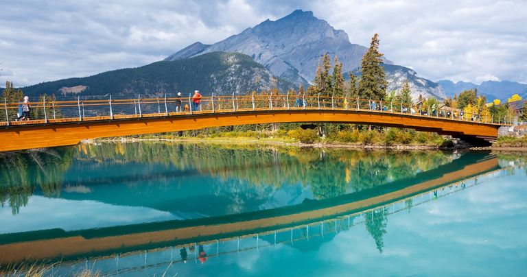 There's a footbridge in the heart of Banff that's perfect for a stroll