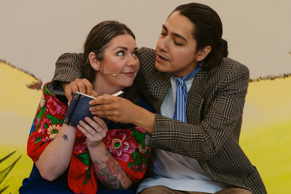Curiocity – Announcement (1265 x 665 px) – Kassandra Sison and Issiah Bull Bear. Costume design by Alaia Hamer, lighting design by Jack Goodison, and set design by Dusty Hagerüd. Photo by Javier Sotres Photography.