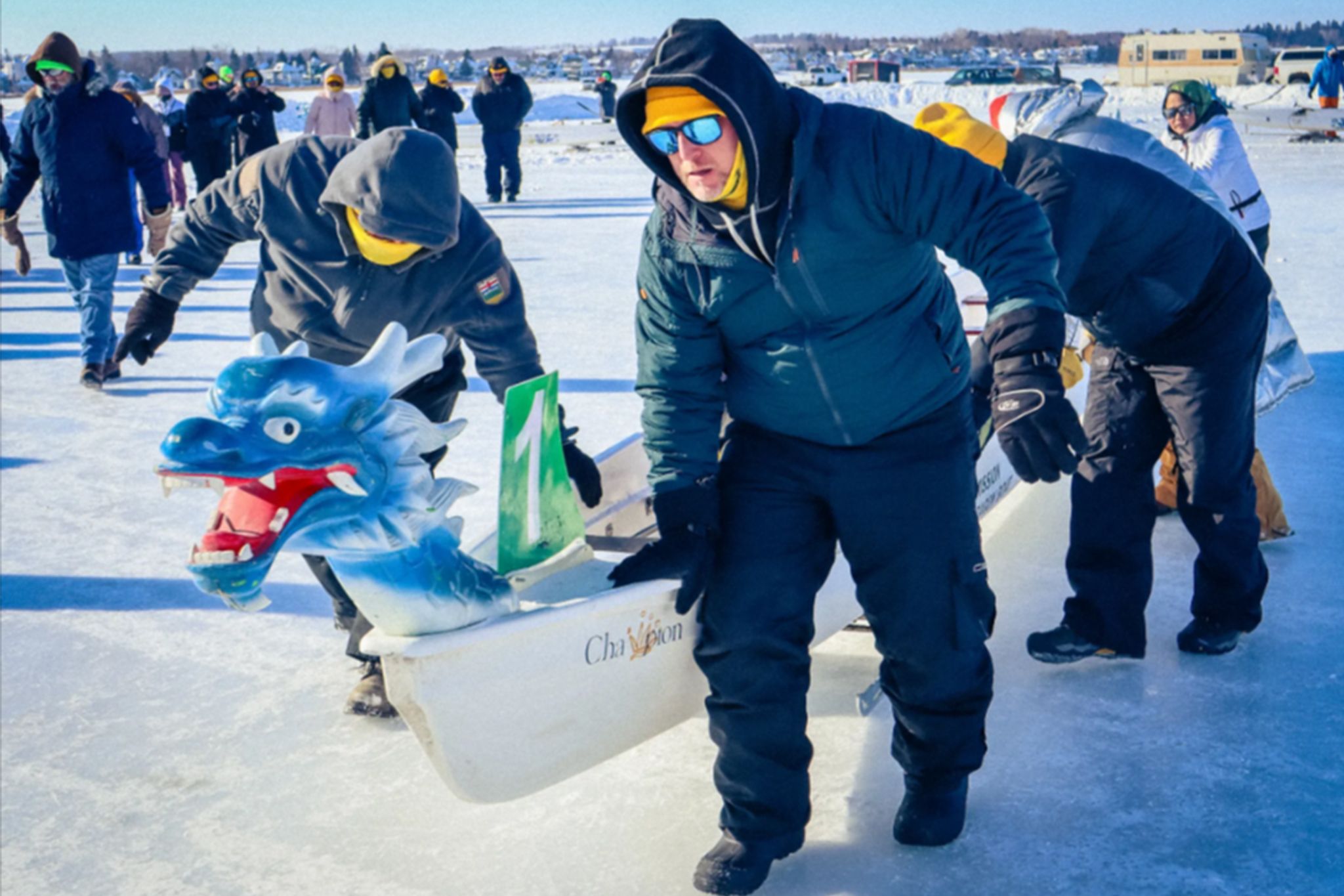 This exciting dragon boat festival in Alberta takes place on a frozen lake