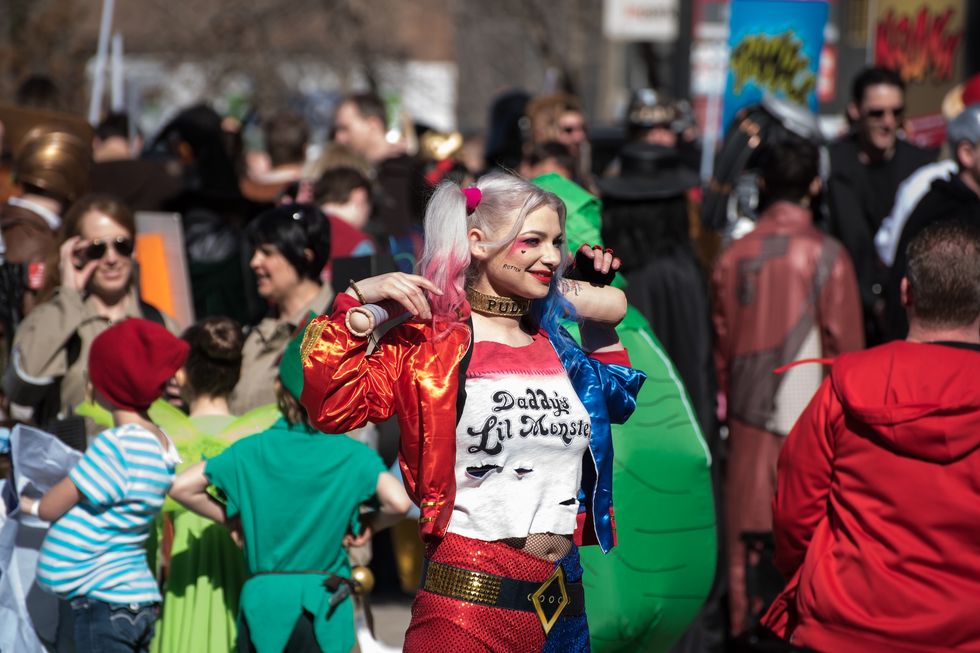 woman dressed as Harley Quinn at Calgary Comic Expo
