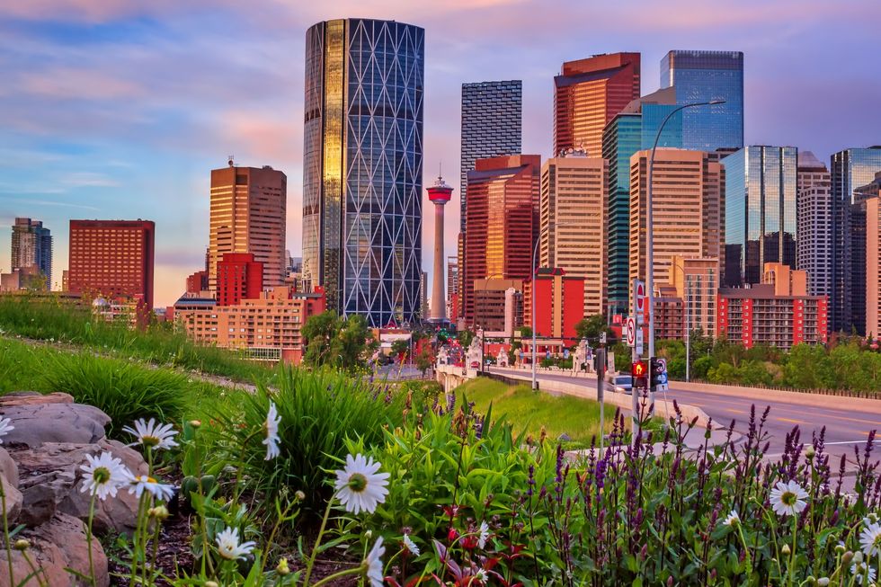 Downtown Calgary skyline in the spring