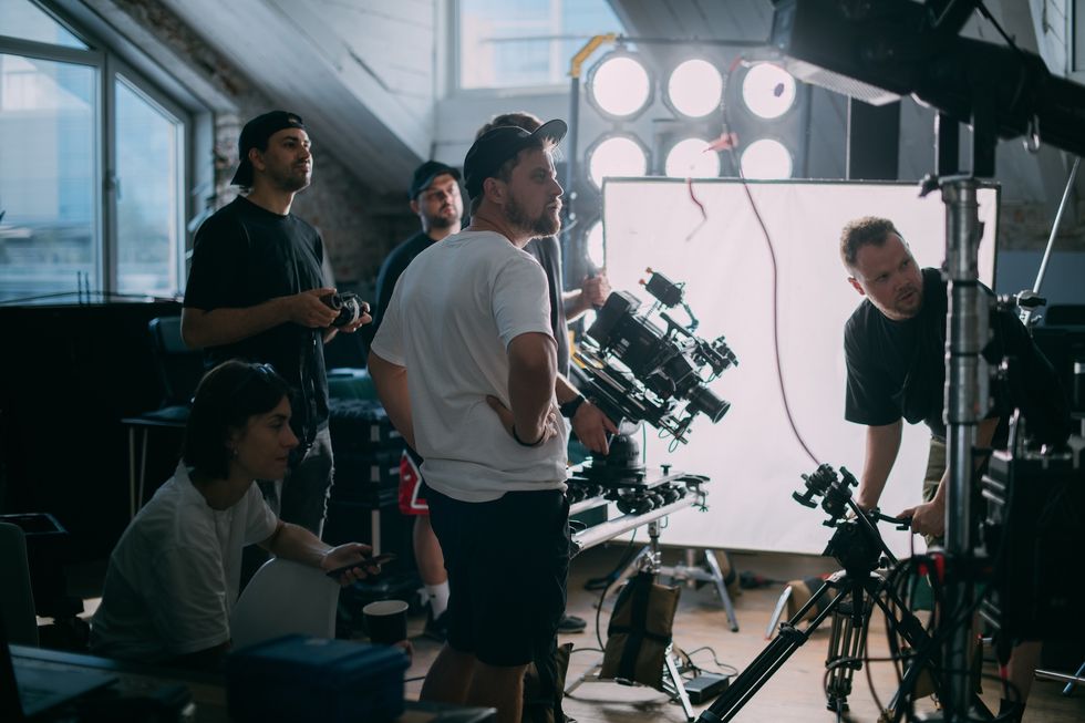 film crew standing together