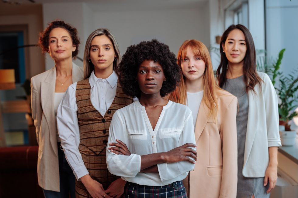 Women standing together for International; Women's Day