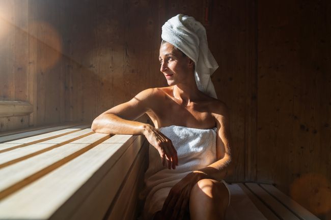 woman sitting at nordic spa