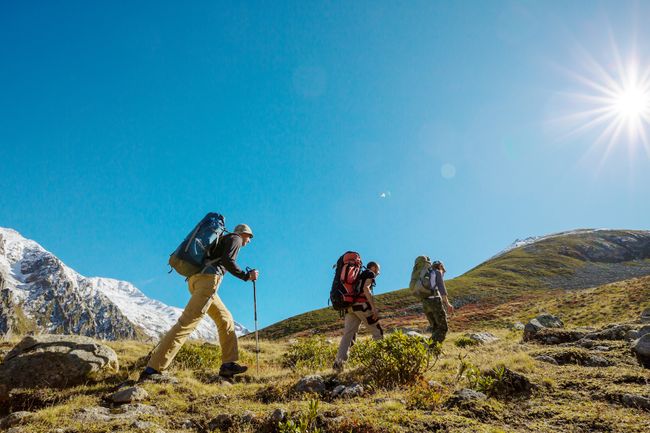 people hiking in the Rocky Mountains