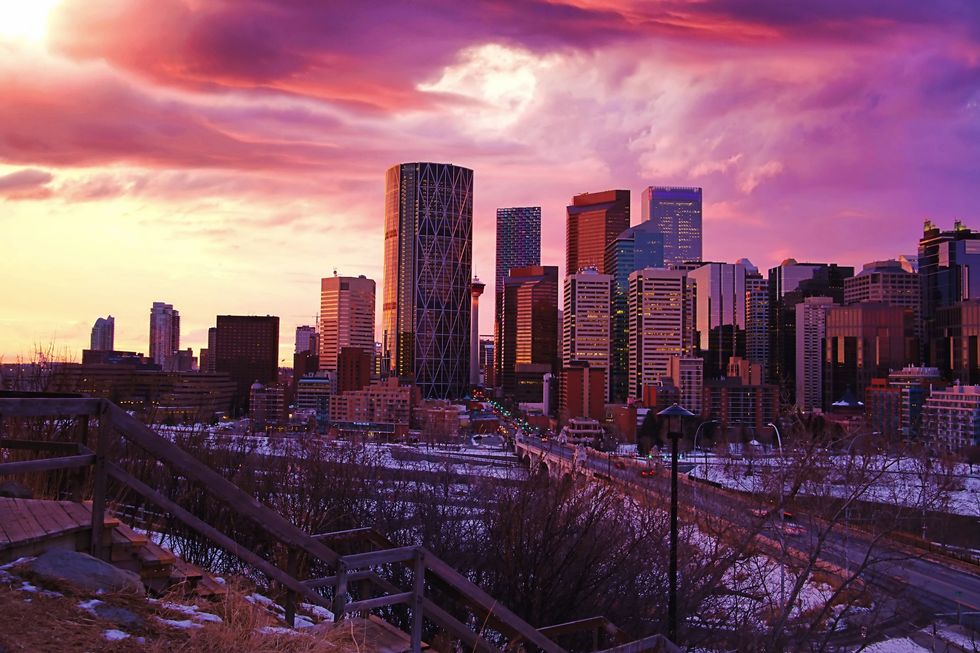 Sunrise clouds over the downtown Calgary skyline
