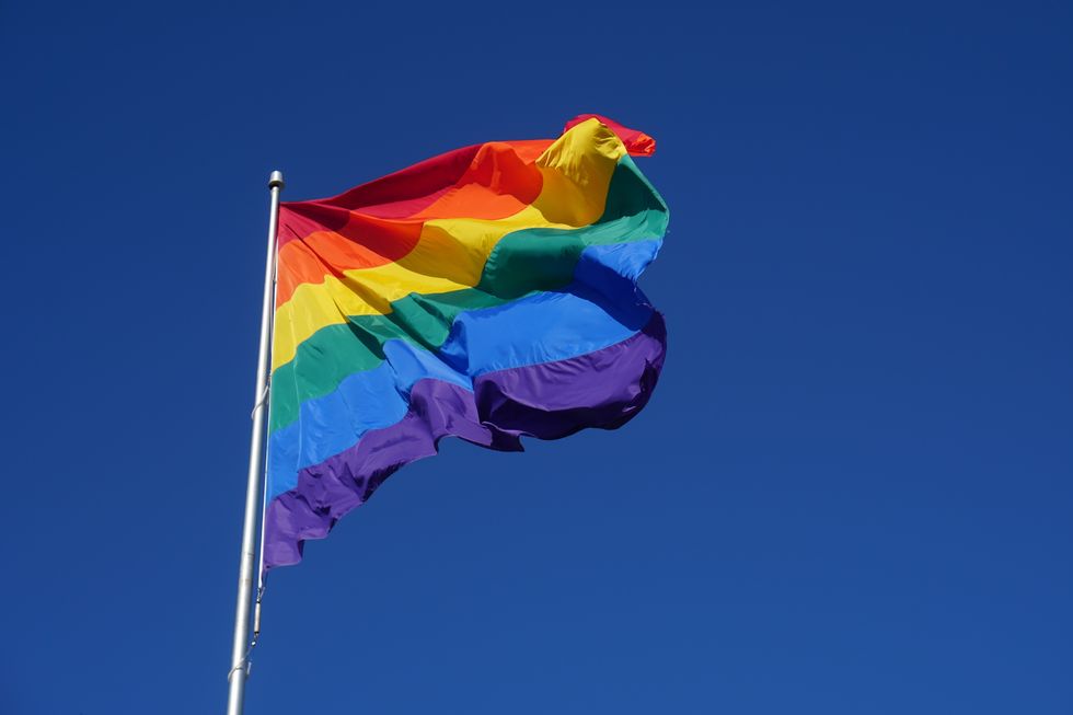 Waving LGBT pride flag or Rainbow flag
