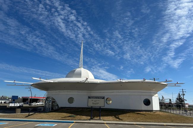 Footage of Vulcan, Alberta, known for its rural charm and Star Trek-themed elements. Captured for editorial use highlighting tourism, small town life, and pop culture landmarks.