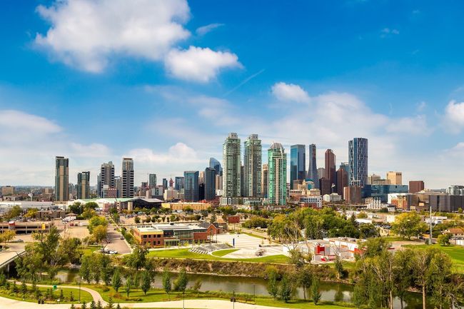 Panoramic view of Calgary in a sunny day, Canada