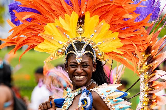 Participants in the Caribbean Carnival Grand Parade, which is one of the largest street festivals in North America. Canada - August 3, 2024.