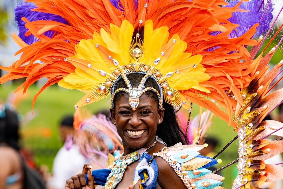 Participants in the Caribbean Carnival Grand Parade, which is one of the largest street festivals in North America. Canada - August 3, 2024.