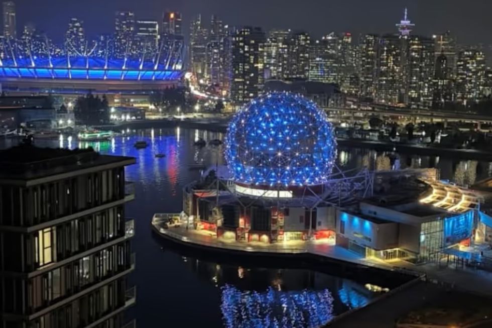 bc landmarks light up in blue