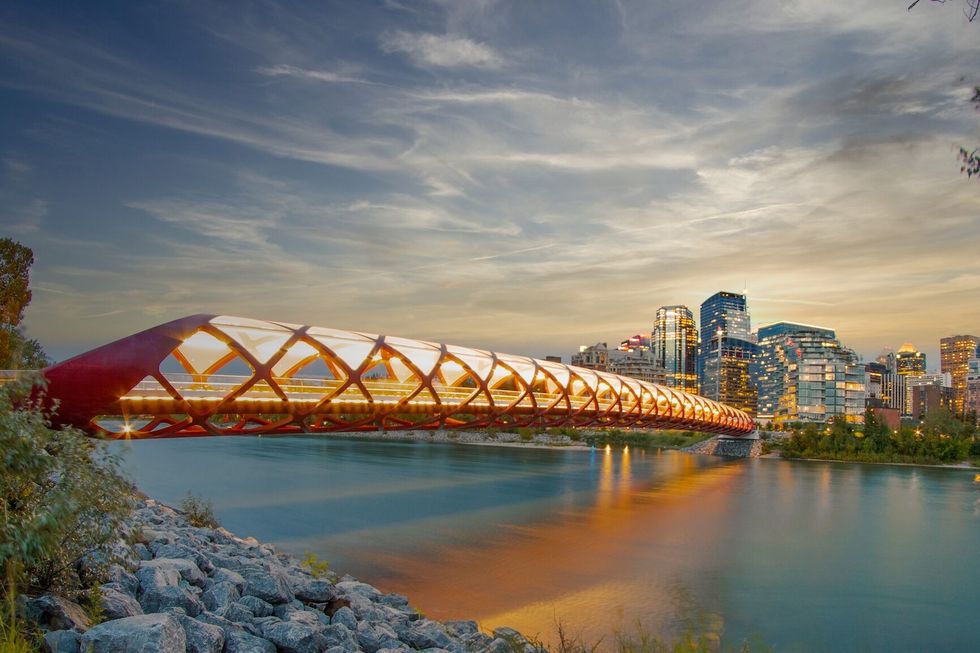 The Peace Bridge during a sunset