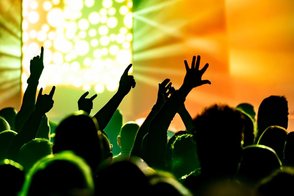 crowd of people dancing at concert crowd of people dancing at concert